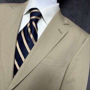 Jos A Bank Sport Coat 40S Tan Beige Cotton Blend Blazer Jacket Classic Casual